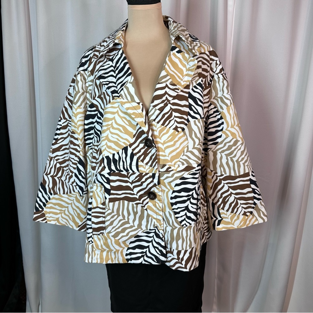 Rafaella Jacket Blazer Tiger Pattern Size 3X Funky Casual Bell Sleeve Lagenlook